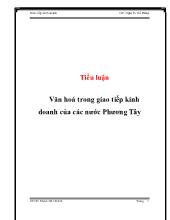 Tiểu luận Văn hoá trong giao tiếp kinh doanh của các nước Phương Tây