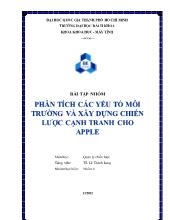 Bài tập nhóm phân tích các yếu tố môi trường và xây dựng chiến lược cạnh tranh cho apple