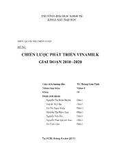 Bài thảo luận Chiến lược phát triển vinamilk giai đoạn 2010 -2020