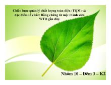 Bài thuyết trình Chiến lược quản lý chất lượng toàn diện (TQM) và đặc điểm tổ chức: Bằng chứng từ một thành viên WTO gần đây