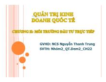 Bài thuyết trình Chương II: Môi trường đầu tư trực tiếp