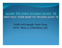 Bài thuyết trình Hình thức thâm nhập thị trường quốc tế