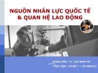 Bài thuyết trình Nguồn nhân lực quốc tế và quan hệ lao động