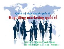 Bài thuyết trình Quản trị kinh doanh quốc tế Hoạt động marketing quốc tế