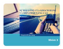 Chuyên đề Sự hài lòng của khách hàng và biện pháp nâng cao