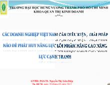 Đề tài Các doanh nghiệp Việt Nam cần điều kiện giải pháp nào để phát huy năng lực lõi nhằm nâng caao năng lực cạnh tranh