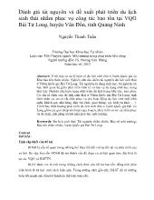 Đề tài Đánh giá tài nguyên và đề xuất phát triển du lịch sinh thái nhằm phục vụ công tác bảo tồn tại VQG Bái Tử Long, huyện Vân Đồn, tỉnh Quảng Ninh