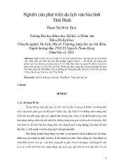 Đề tài Nghiên cứu phát triển du lịch văn hóa tỉnh Thái Bình