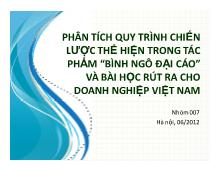 Đề tài Phân tích quy trình chiến lược thể hiện trong tác phẩm “bình ngô đại cáo” và bài học rút ra cho doanh nghiệp Việt Nam