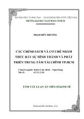 Luận án Các chính sách và cơ chế nhằm thúc đẩy sự hình thành và phát triển trung tâm tài chính thành phố Hồ Chí Minh