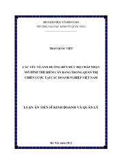 Luận án Các yếu tố ảnh hưởng đến mức độ chấp nhận mô hình thẻ điểm cân bằng trong quản trị chiến lược tại các doanh nghiệp Việt Nam