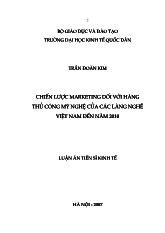 Luận án chiến lược marketing đối với hàng thủ công mỹ nghệ của các làng nghề Việt Nam đến năm 2010