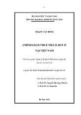 Luận án Chính sách thuế nhà ở, đất ở tại Việt Nam