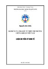 Luận án Hành vi của nhà đầu tư trên thị trường chứng khoán Việt Nam