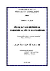 Luận án hiệu quả hoạt động đầu tư của các doanh nghiệp bảo hiểm phi nhân thọ Việt Nam