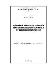 Luận án Hoàn thiện hệ thống báo cáo thường niên trong các công ty cổ phần niêm yết trên thị trường chứng khoán Việt Nam