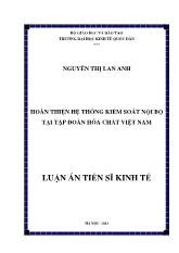 Luận án Hoàn thiện hệ thống kiểm soát nội bộ tại Tập đoàn Hóa chất Việt Nam