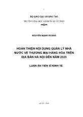 Luận án Hoàn thiện nội dung quản lý nhà nước về thương mại hàng hóa trên ðịa bàn hà nội đến năm 2020