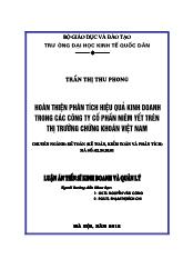 Luận án Hoàn thiện phân tích hiệu quả kinh doanh trong các công ty cổ phần niêm yết trên thị trường chứng khoán Việt Nam