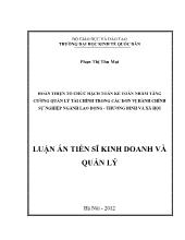 Luận án Hoàn thiện tổ chức hạch toán kế toán nhằm tăng cường quản lý tài chính trong các đơn vị hành chính sự nghiệp ngành lao động -Thương binh và xã hội