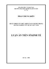 Luận án Hoàn thiện tổ chức kiểm toán nội bộ trong doanh nghiệp xây dựng Việt Nam