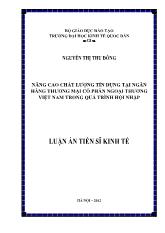 Luận án Nâng cao chất lượng tín dụng tại ngân hàng thương mại cổ phần ngoại thương Việt Nam trong quá trình hội nhập