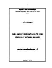 Luận án Nâng cao hiệu quả hoạt động tín dụng đầu tư phát triển của nhà nước