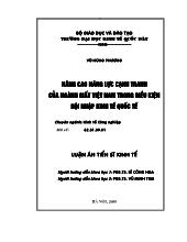 Luận án Nâng cao năng lực cạnh tranh của ngành giấy Việt Nam trong điều kiện hội nhập kinh tế quốc tế