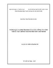 Luận án Năng lực cạnh tranh của các công ty cho thuê tài chính thành phố Hồ Chí Minh