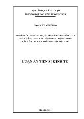 Luận án Nghiên cứu đánh giá trọng yếu và rủi ro kiểm toán nhằm nâng cao chất lượng hoạt động trong các công ty kiểm toán độc lập Việt Nam