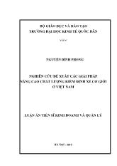 Luận án Nghiên cứu đề xuất các giải pháp nâng cao chất lượng kiểm định xe cơ giới ở Việt Nam