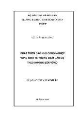 Luận án Phát triển các khu công nghiệp vùng kinh tế trọng ðiểm bắc bộ theo hướng bền vững
