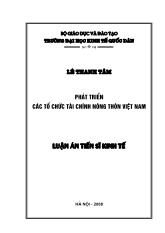 Luận án Phát triển các tổ chức tài chính nông thôn Việt Nam