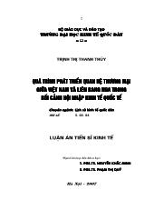 Luận án Quá trình phát triển quan hệ thương mại giữa Việt Nam và liên bang nga trong bối cảnh hội nhập kinh tế quốc tế bối cảnh hội nhập kinh tế quốc tế