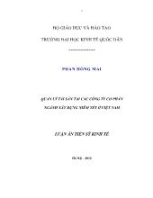 Luận án Quản lý tài sản tại các công ty cổ phần ngành xây dựng niêm yết ở Việt Nam