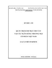 Luận án Quản trị danh mục cho vay tại các ngân hàng thương mại cổ phần Việt Nam