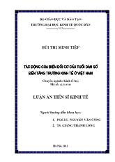 Luận án tác động của biến đổi cơ cấu tuổi dân số tác động của biến đổi cơ cấu tuổi dân số đến tăng trưởng kinh tế ở Việt Nam