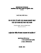 Luận án Tái cơ cấu tổ chức các doanh nghiệp may của tập đoàn dệt may Việt Nam