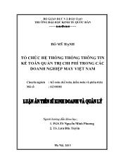 Luận án Tổ chức hệ thống thống thông tin kế toán quản trị chi phí trong các doanh nghiệp may Việt Nam