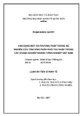 Luận án Vận dụng một số phương pháp thống kê nghiên cứu tình hình phân phối thu nhập trong các doanh nghiệp ngành công nghiệp Việt Nam