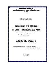 Luận án Xã hội hoá y tế ở Việt nam: Lý luận, thực tiễn và giải pháp