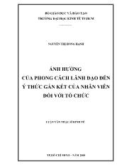 Luận văn Ảnh hưởng của phong cách lãnh đạo đến ý thức gắn kết của nhân viên đối với tổ chức