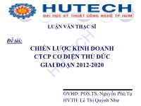 Luận văn Chiến lược kinh doanh công ty cổ phần cơ điện thủ đức giai đoạn 2012-2020