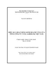 Luận văn Hiệu quả hoạt động kinh doanh vàng của tổng công ty vàng agribank Việt Nam