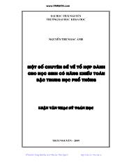 Luận văn Một số chuyên đề về tổ hợp dành cho học sinh có năng khiếu toán bậc trung học phổ thông