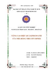 Luận văn Nâng cao hiệu quảkinh doanh của nhà hàng the City Diner