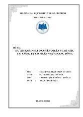 Tiểu luận Dự án khảo sát nguyên nhân nghỉ việc tại công ty cổ phần nhựa Rạng Đông