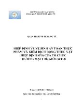 Tiểu luận Hiệp định về vệ sinh an toàn thực phẩm và kiểm dịch động thực vật (hiệp định sps) của tổ chức thương mại thế giới (WTO)