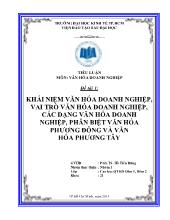 Tiểu luận Khái niệm văn hóa doanh nghiệp, vai trò văn hóa doanh nghiệp, các dạng văn hóa doanh nghiệp, phân biệt văn hóa phương đông và văn hóa phương tây