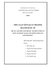 Tiểu luận Lợi thế cạnh tranh – sự phồn vinh của quốc gia được tạo ra chứ không phải gắn liền bẩm sinh